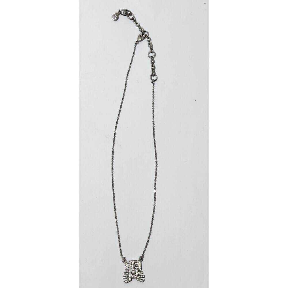 Vintage cabi KOTONATTA RARE Silvertone Rhinestones Japanese Symbol Necklace